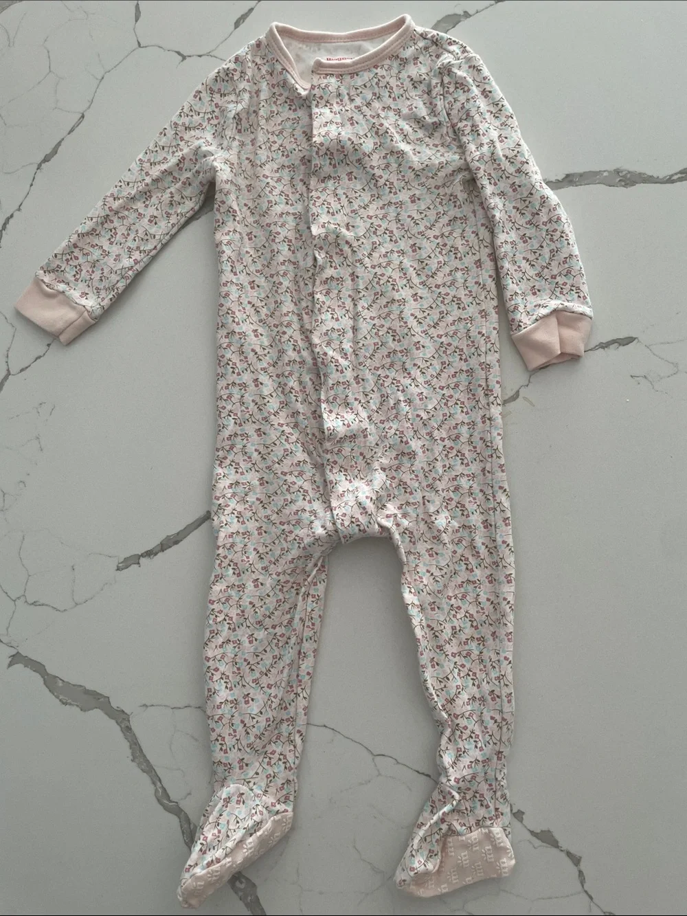 Magnetic Me White Footed One-Piece with Pink Floral Print